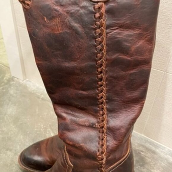Lane Plain Jane Braided Round Toe Pull On Cowboy Womens Brown Boots Size 6.5 - Picture 9 of 11